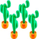 Lot de 4 cactus gonflables de 89,9 cm   Grande toile de fond de plage pour fête mexicaine, fête hawaïenne, plage, occidentale, piscine, natation