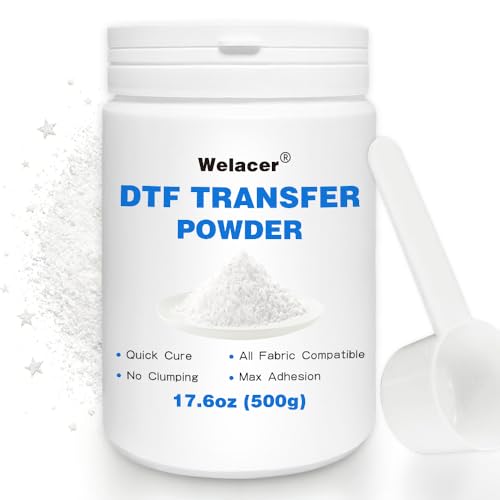 DTF Powder White Digital Transfer Hot Melt Adhesive 500g / 17.6oz, DTG Pretreat Powder DTF DTG Printer Direct Print on All Fabric Include T Shirt Jeans Cotton Textile etc