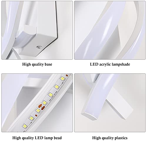 Delipop Wall Sconces, Spiral Modern Led Wall Sconce Lighting, 6500K Cool White Indoor Wall Light, Acrylic Led Wall Lamp For Bedroom, Bathroom, Living Room, Hallway, Balcony (White) #TOP7