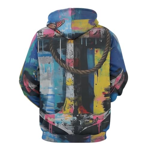 Sweatshirt pullover motifs rayures marines coupe unisexe taille S - 4
