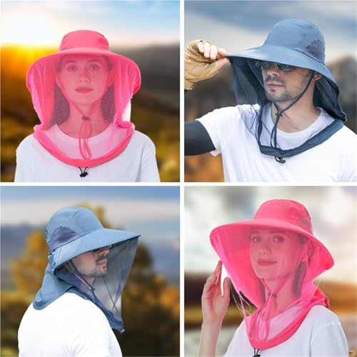 Sombrero mosquitera con malla de control de insectos y ala solar 6