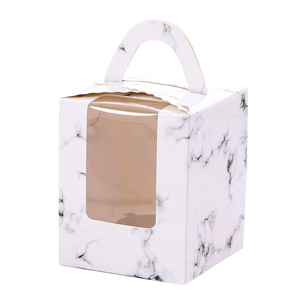 Van Der Linn Single Cupcake Boxes, Individual Cake Boxes With Display Window Box Cup Cakes (Marble (5Boxes))
