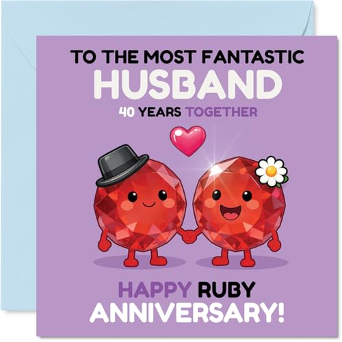 Carte d'anniversaire 40 ans amusante pour mari, rires anniversaire rubis