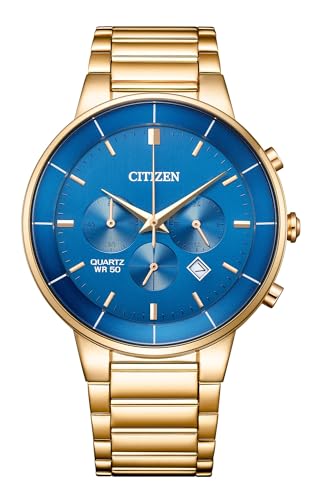 Citizen Stainless Steel Mens Quartz Gents Chronograph Watch - Hyperion Collection- An8223-54L, Dial-Color:Blue, Band Color:Gold (B0D4TTN93M) Amazon Price History, Amazon Price Tracker