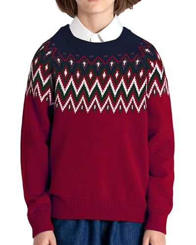 Image of BOBOYOYO Boys Sweaters 100% Cotton Cable Knit Kids Sweater Striped Pullover