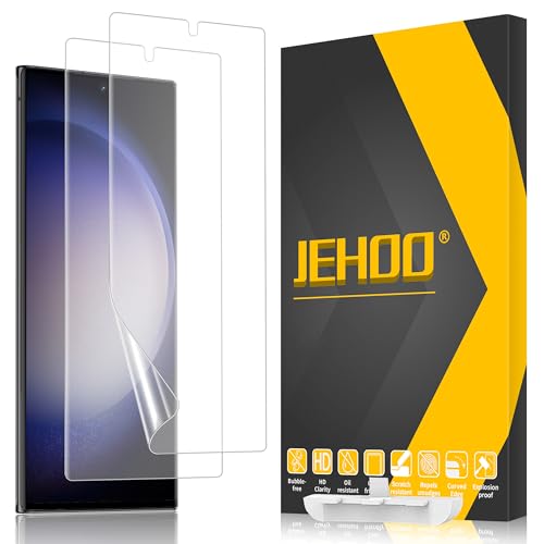 JEHOO [2 Pack] for Galaxy S23 Ultra Matte Screen Protector, Fingerprint Sensor Compatible, Anti-Glare Full Adhesive Flexible Film (Not Glass)