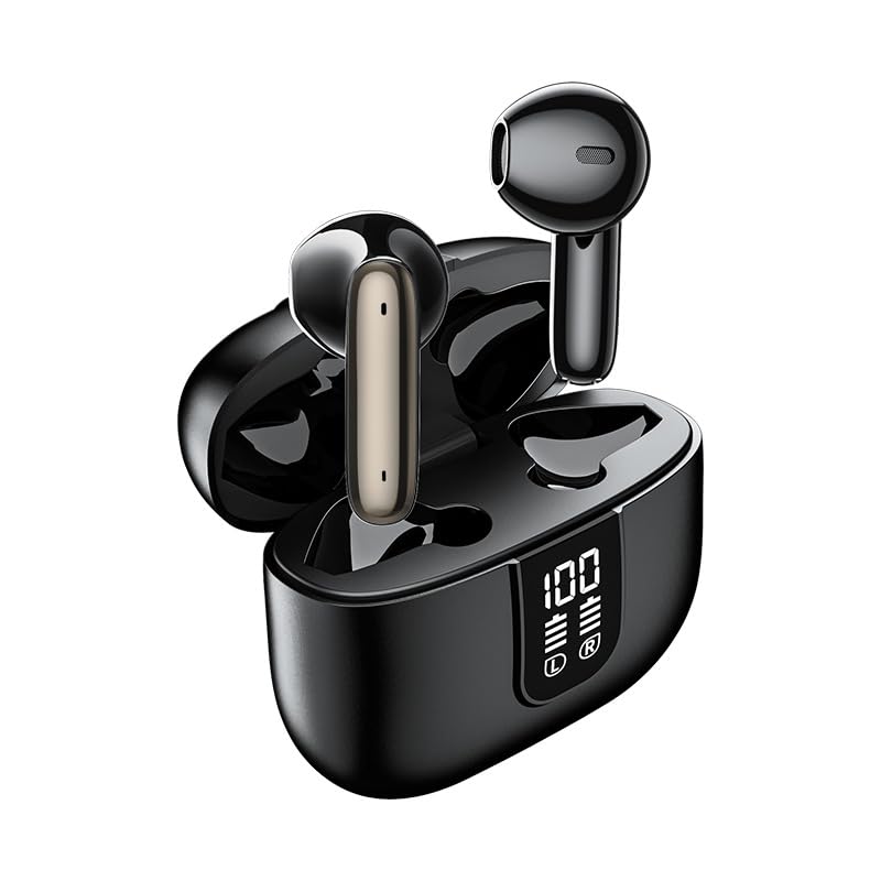 Wireless Earbuds Bluetooth V5 3 Headphones 5-6 Hr Playtime Bass Stereo Sound Earphones Sweatproof Touch Control Built in