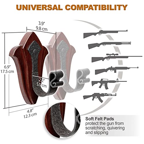 Teslyar Gun Holder Wall Mount Ash Wood Wooden Gun Hanger Hook Stand Rack Gun Hanger Hardwood #TOP2
