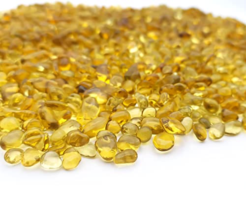 Image of Keedolla 2 lbs /900g Decorative Fish Tank Pebbles Marbles, Sea Glass Stones Beards Pebbles Gravel Rock for Fish Tank, Garden and Vase Fillers - Light Yellow