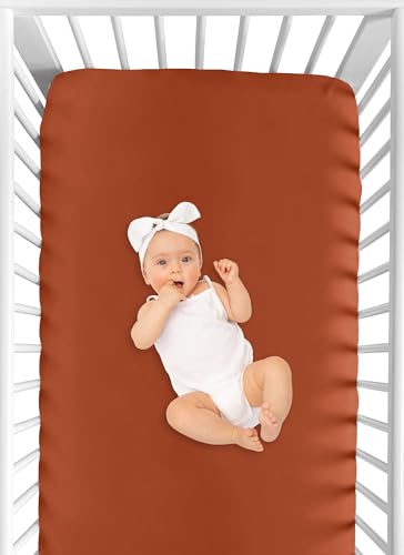 Image of Sweet Jojo Designs 3-Piece Baby Crib Sheets Set (Ocean Seashells) for Girls /Boys, Infant Nursery, Toddler Room - Fitted, Standard Size (Solid Blue and Rust Orange & Nautical, Beach Theme, Watercolor)
