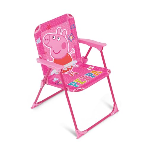 ARDITEX Peppa Pig Klappstuhl für Kinder, Outdoor-Stuhl für Strand, Garten und Terrasse, Metallrahmen, Armlehnen aus Kunststoff und Sitzfläche aus Segeltuch, 38 x 32 x 53 cm, Rosa, PP16177