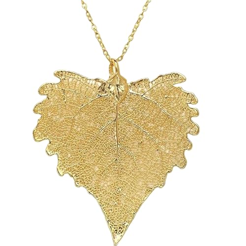 Allmygold 24k Gold Dipped Real Cottonwood Leaf with Gold-Plated Chain