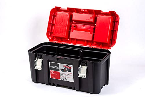 Gator Clamps 19-Inch Sturdy Toolbox - 3 Compartments, Removable Tool Tray - Strong Lid, Easy Grip Handle - Made Of Polypropylene Plastic #TOP2