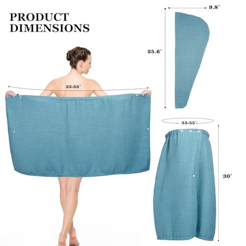 TOCOHO Conjunto de toalha de secagem de cabelo waffle de microfibra feminina e toalha de banho - ves