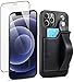 iPhone 12 Case Wallet, iPhone 12 Pro Wallet Case with Card Holder, SINIANL Leather Kickstand Card Slot Case with Screen Protector, Wrist Hand Strap Protective Cover for iPhone 12/12 Pro 6.1 inch Black