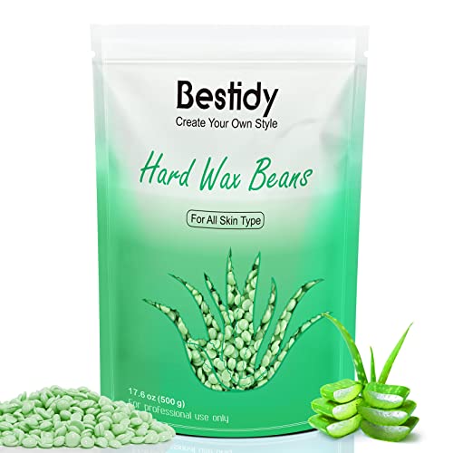 Bestidy Wax Beads, Bagged 500g/1.1lb/17.6oz, Waxing beans for Hair Removal, Women Men, Home Waxing for All Body and Brazilian Bikini Areas Green