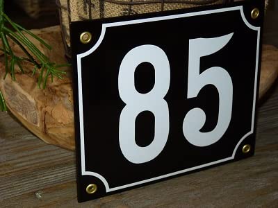 Numéro de maison émail 18x15 cm noir n°85 plaque de rue extérieure