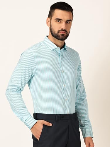 Image of Thomas Scott Men's | Stripes | Full Sleeve | Slim Fit | 100% Cotton | Cutaway | Formal Shirt