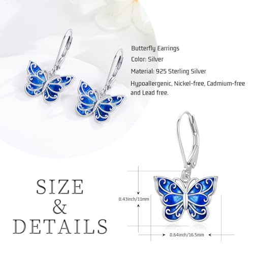 Dragonfly/Butterfly/Hummingbird/Bee Leverback Earrings 925 Sterling Silver Hypoallergenic Moonstone Dangle Drop Earrings Animal Jewelry Gifts for Women Girlfriends Birthday4