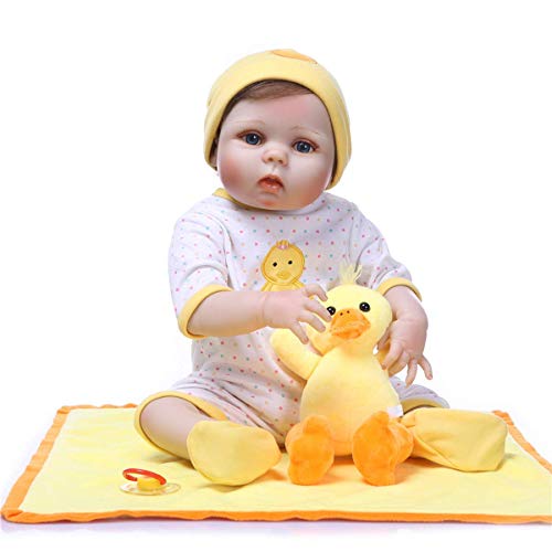 THj 22 Zoll 55cm So wirklich Moderne wiedergeborene Babypuppen Echtes waschbares Vollsilikon Neugeborenes Mädchen Puppe… – Bild 3