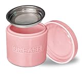 Bacon Grease Oil Container Storage Can Keeper w/Stainless Strainer Paleo Keto Pour Spout Ceramic Por