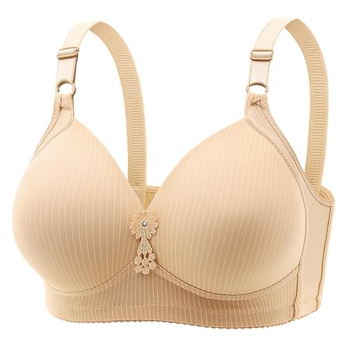 & Lencería Apoyo para Mujeres, Tirantes Ajustables, Cobertura Completa, Cómodos sujetadores sin aros, Sujetadores sin aros Bandeja de recogida de leche Lactancia, beige, 48