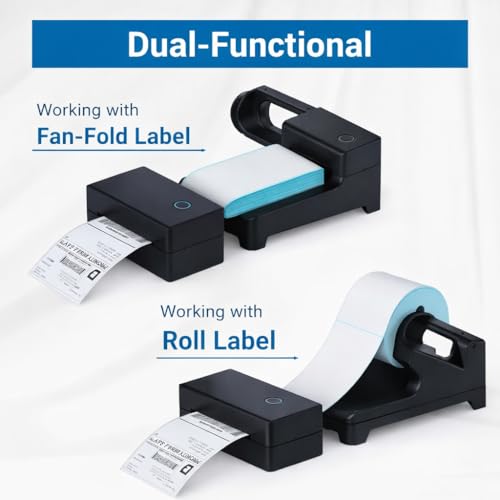 Image of BEEKAY Thermal Label Holder Stand for Roll & Fan-Fold Labels Universal Label Roll Holder for 4x6, 4x4, 3x5, 3x2, 2x1, Label Roll Heavy-Duty Plastic Stand