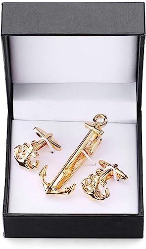 KanDuo Mens Tie Clip Bar,Men Gifts,Clothing Accessories,Cuff links necktie clip for tie pin for men's gift golden sax tie bars cufflinks tie clip set (Color : 15)