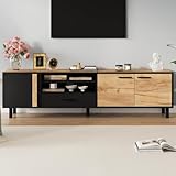 Grand espace de rangement et rangement pratique : le meuble TV offre 3 armoires fermées, un compartiment semi-ouvert au milieu et un tiroir. Parfait pour ranger les câbles, les décodeurs, les DVD et les décorations sans que la pièce ne soit désordonnée.