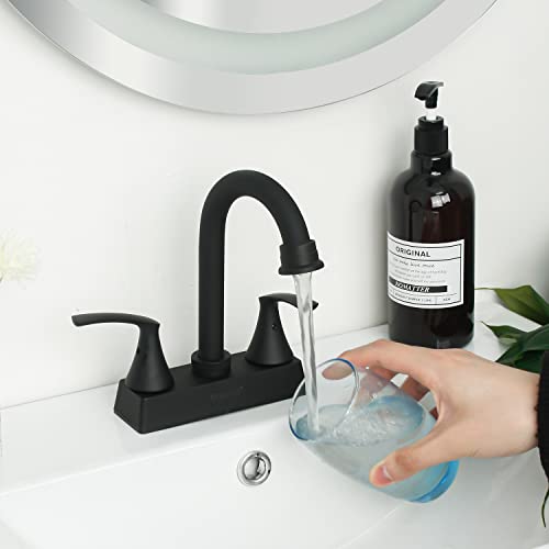 Solvex 2 Handle Bathroom Faucet Matte Black,4 Inch Centerset Bathroom Sink Faucet 3 Hole Bathroom Faucet,Bathroom Basin Faucet With Deck Mounted Lever Handle,Sp-40102-N #TOP2