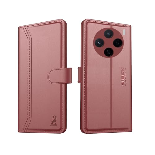 Image of AIBEX Compatible for Vivo X200 5G Flip Cover Leather Finish with Magnatic Closure | Inside TPU with Card Pockets | Wallet Stand | Complete Protection Flip Case -Brown