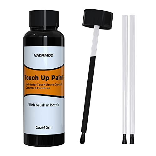 Nadamoo Multi Surface Touch Up Paint Black, Interior House Appliance Paint Repair Marker For Wall, Ceiling, Cabinet, Door, Furniture, Windows, Shutter And Trim-60 Ml / 2 Oz, With 3 Brushes #TOP15