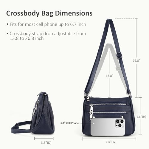 Image of befen Genuine Leather Crossbody Bags for Women Small Shoulder Bag for Ladies Cross Body Phone Bag for Girls Pocketbook Handbag with Multiple Pockets