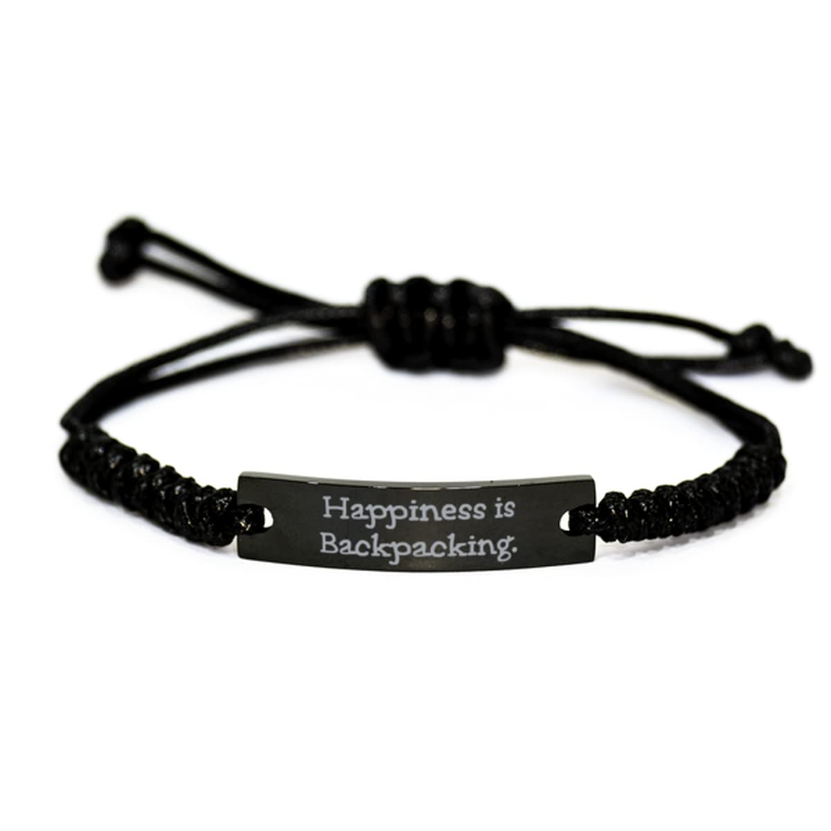 Funny Backpacking Black Rope Bracelet, Happiness is Backpacking, Present for Men Women, Inspire from