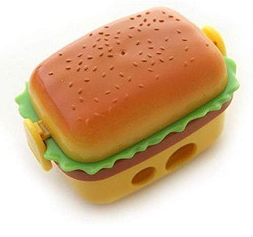 Amazon Co Jp Hjpoqz 2つのゴム 消しゴム付きの2穴ハンバーガーシェイプ鉛筆削りキッズスクールペンシルナイフステーショナリー用品 文房具 オフィス用品