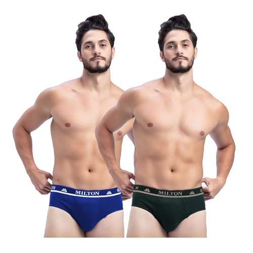 Image of Milton Mens Pure Cotton Solid Briefs|Soft Breathable Underwear for Men|Outer Elastic Comfort Fit Waistband|Skin-Friendly Essentials|Multi-Color, Color Name May Vary as per Availability|Pack of 2