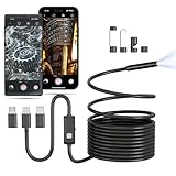 HertzEagle Endoscope Camera with Light Compatible with iPhone and Android, 16.5ft IP67 Waterproof Snake Camera, Borescope, 8 Adjustable Lights