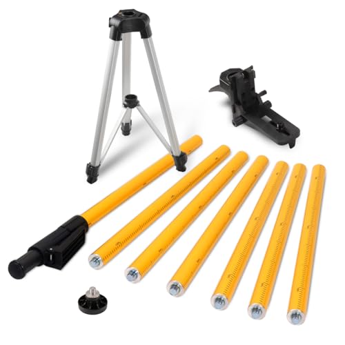 Mountlaser Pôle de Niveau Laser, Perche Télescopique de 4,8M avec Trépied, Support de Niveau Laser pour Lasers Rotatifs et Lasers Linéaires, Filetage de...