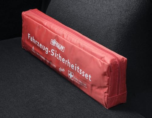 Kalff Genuine Premium Safety Pack First Aid Kit & Warning Triangle In Soft Red Bag 2646608