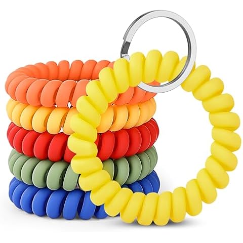 LGEGE 6PCS Stretchable Wristband Wristlet Keychain Wrist Key Chain Wristlet,Spring Flexible Spiral Wrist Coil ​Wrist Key Holder Key Ring for Sauna Gym Pool ID Badge and Outdoor Sports Cover