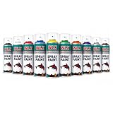WLX Sprayfarben-Set 10 Farben je 400 ml. Schnelltrocknende Sprühfarben für Holz, Stein, Wand, Metall, Glas. Ideal für Reparaturen, Graffiti usw. Glänzend, Spraydose, Hochglanz, RAL-Sprühlack