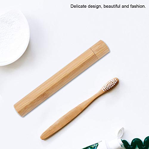 KSTE Toothbrush Holder, Portable Eco-Friendly Bamboo Toothbrush Travel Protect Box Holder Storage Case - Image 4