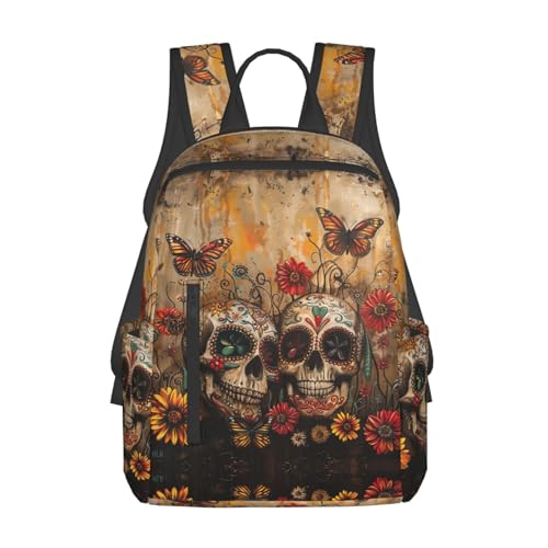 Sac à dos de randonnée léger et résistant à motif crânes mexicains