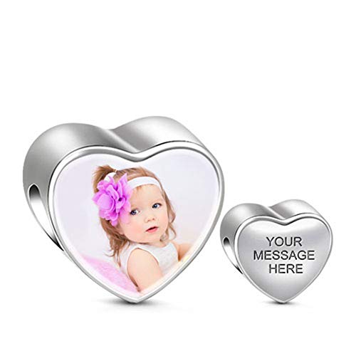 Gnoce Sterling Silver Custom Photo Charm - Family Tree Heart Shape With Cubic Zirconia - View #6