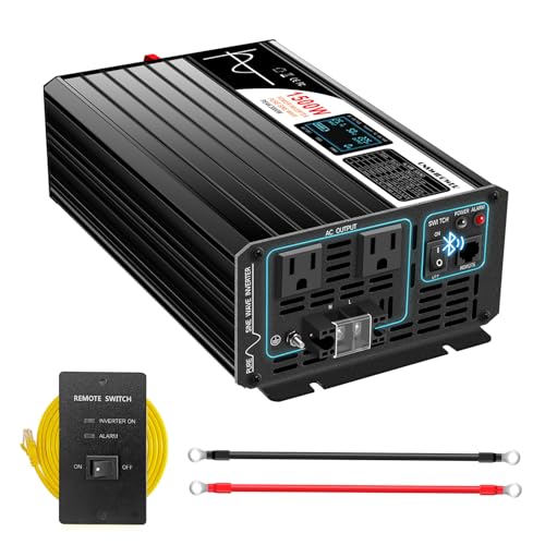 Image of 1500W (Peak Power 3000W) DC 12v to 120V AC 60HZ Pure sine Wave Solar Inverter for Home RV &Camping (DC12V (Range 10V-15V)
