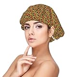 Jkkghll Gorro de dormir con estampado de frutas vegetales para mujeres y hombres, gorro de protección para el cabello, para dormir, cocinar, viajes, hogar, color negro