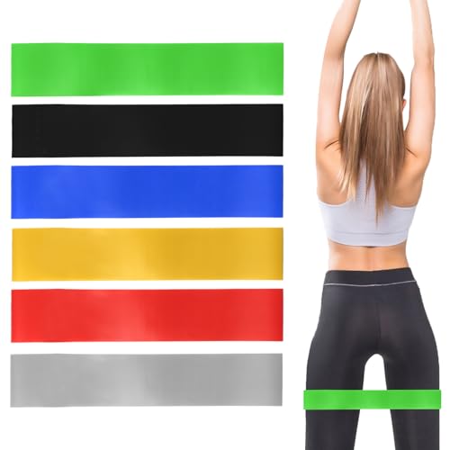 6 Pcs Exercise Resistance Bands Set Men Women, Exercise Bands with 6 Levels, Stretch Bandss, Home Gym Yoga Pilates Resistance Band for Women Men Fitness Workout Band Strength Training Equipment