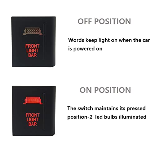 Image of Red Led Car Push Button Switch with Wires for VW Volkswagen Amarok 3Amp 12V (Front Light BAR-Right Side)