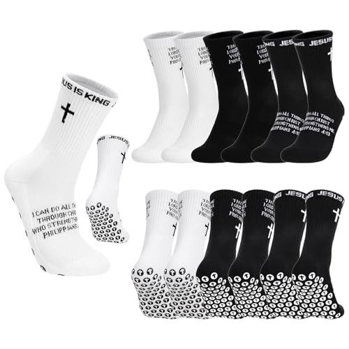 scenicamp 6 Pairs Cross Grip Soccer Socks Cross Christian Sports