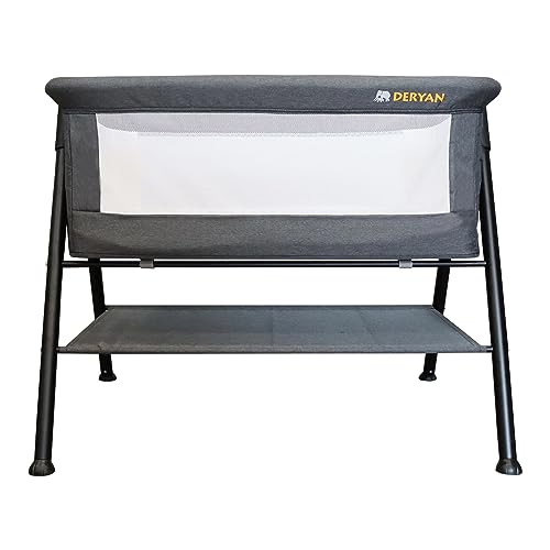 Deryan Cot, Baby Beds, Extra Bed, Children's Travel Cot, with Accessories, Breathing, Mattress, Lightweight Construction, 7 kg, Grey